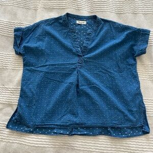 Madewell Women’s Indigo Lakeline Popover Shirt Rainbow Hearts S